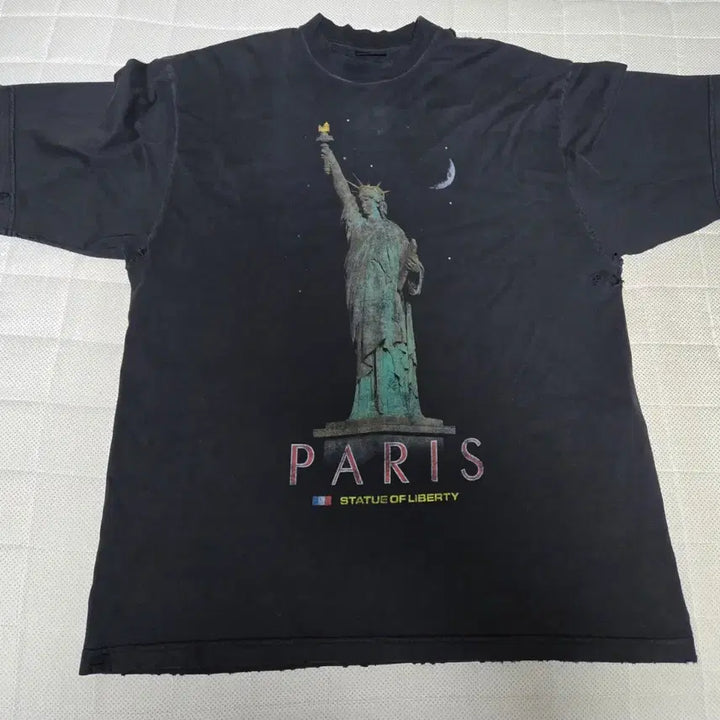 [BUNJANG] Balenciaga Liberty Printed Logo Short Sleeve T-Shirt Black Grey / 발렌시아가 리버티 반팔 티셔츠 프린팅 로고 파리스 숏 슬리브 블랙 그레이