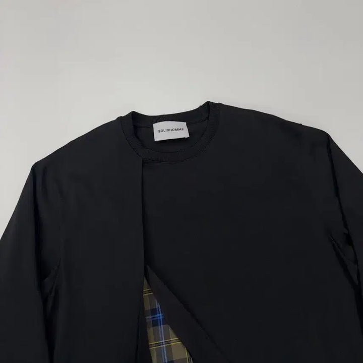 [BUNJANG] Solid Homme Woo Young Mi Check Layered Long Sleeve T-Shirt / SOLID HOMME 솔리드 옴므 우영미 체크 레이어드 롱슬리브 티셔츠