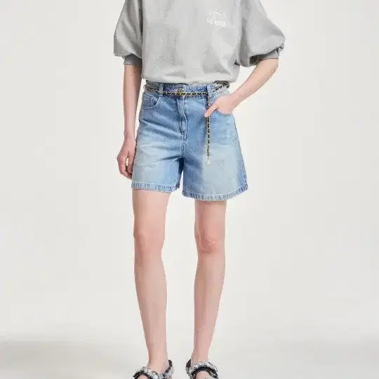 [BUNJANG] Obzee Linen Blend Denim Shorts Women&