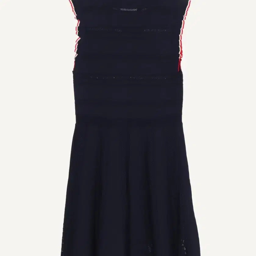 [BUNJANG] Sandro Navy Ribbon Collar Knit Dress / 산드로 네이비 리본 칼라 니트 원피스