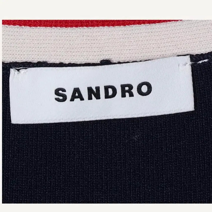 [BUNJANG] Sandro Navy Ribbon Collar Knit Dress / 산드로 네이비 리본 칼라 니트 원피스