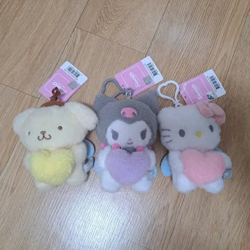 [BUNJANG] Sanrio Heart Angel Doll Keyring Bundle Set (Pom Pom Purin, Kuromi, Kitty) / (일괄) 산리오 하트엔젤 인형 키링 (폼폼푸린,쿠로미,키티)