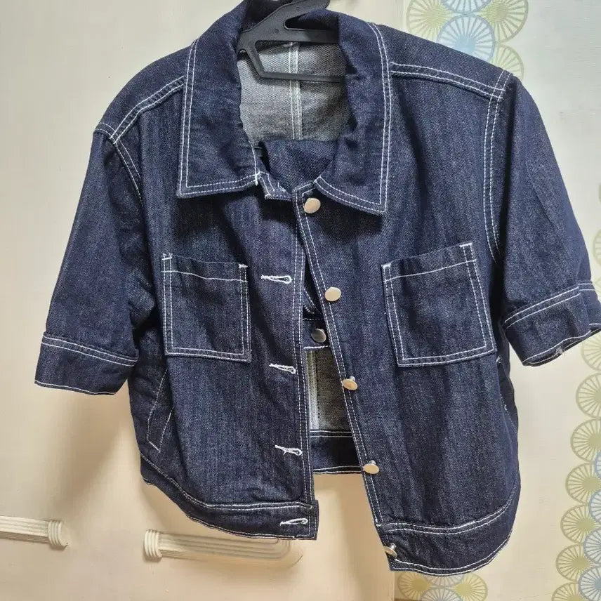 [BUNJANG] Denim Jacket White Stitch / 청청 데님 자켓 흰색 스티치
