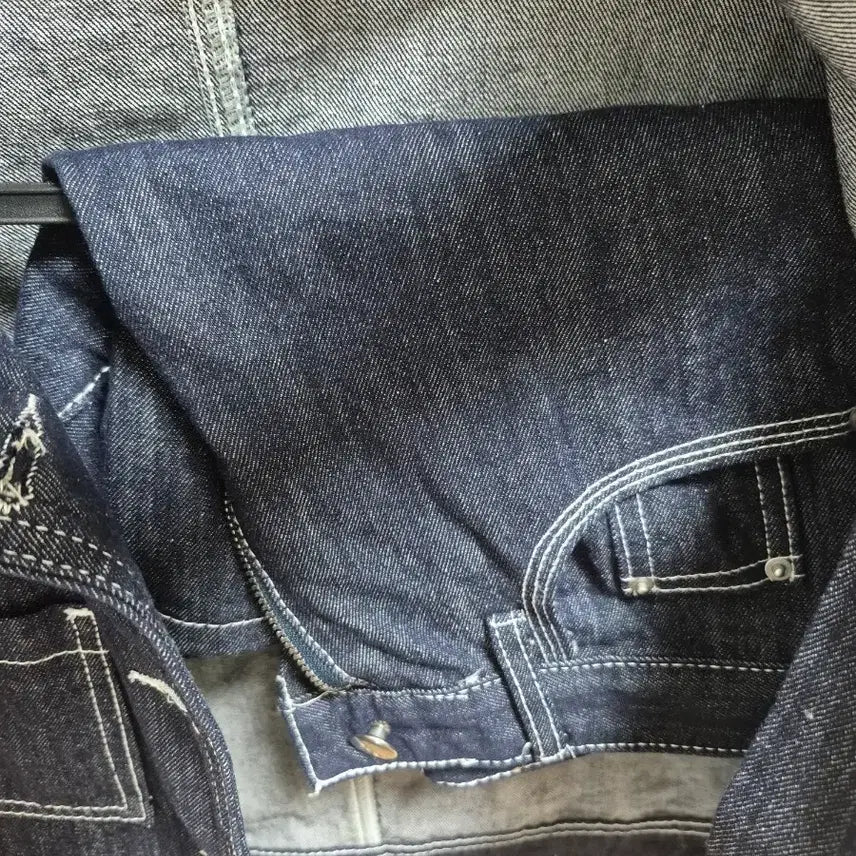 [BUNJANG] Denim Jacket White Stitch / 청청 데님 자켓 흰색 스티치