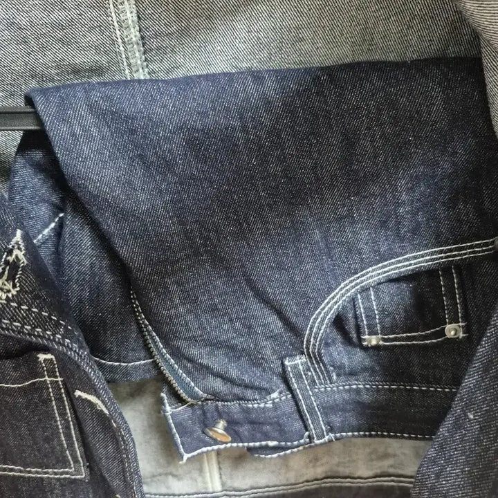 [BUNJANG] Denim Jacket White Stitch / 청청 데님 자켓 흰색 스티치