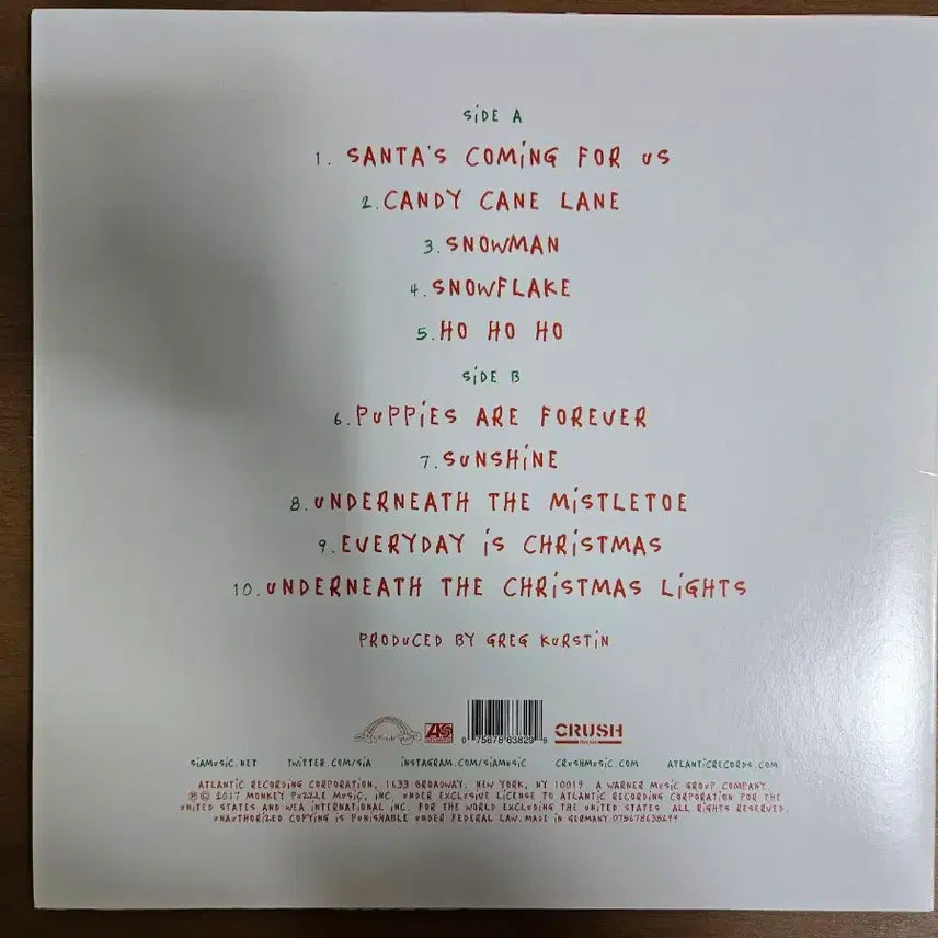 [BUNJANG] Sia Everyday Is Christmas White Vinyl LP / Sia-Everyday Is Christmas 화이트반 lp