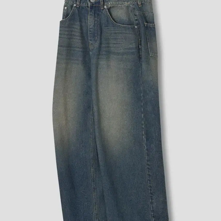 [BUNJANG] Remain Second Vintage Cat Washing Wide Denim Pants Sand Blue / [리메인세컨드] 빈티지 캣워싱 와이드 데님 팬츠 [샌드 블루]