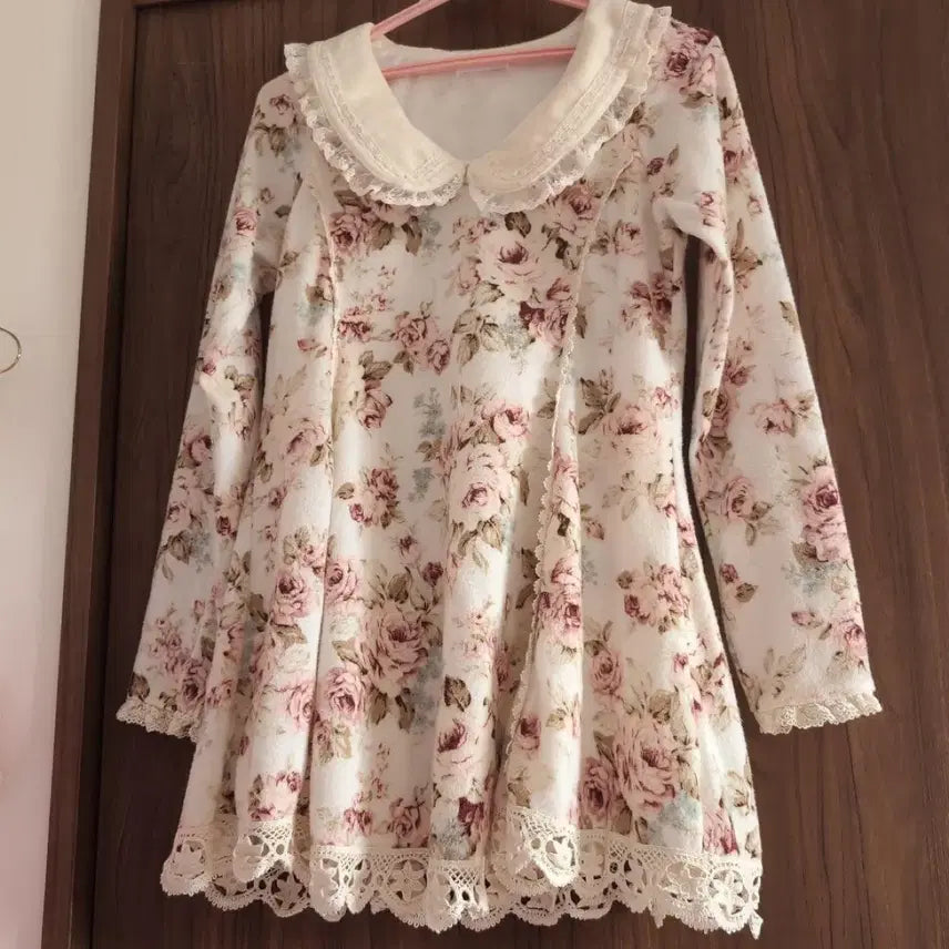 [BUNJANG] Liz Lisa Classic Brushed Floral Dress / 리즈리사 고전 기모 하나가라 원피스 히메카지 히메갸루 라떼갸루 플로럴
