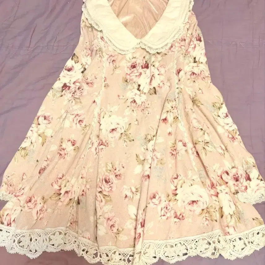 [BUNJANG] Liz Lisa Classic Brushed Floral Dress / 리즈리사 고전 기모 하나가라 원피스 히메카지 히메갸루 라떼갸루 플로럴