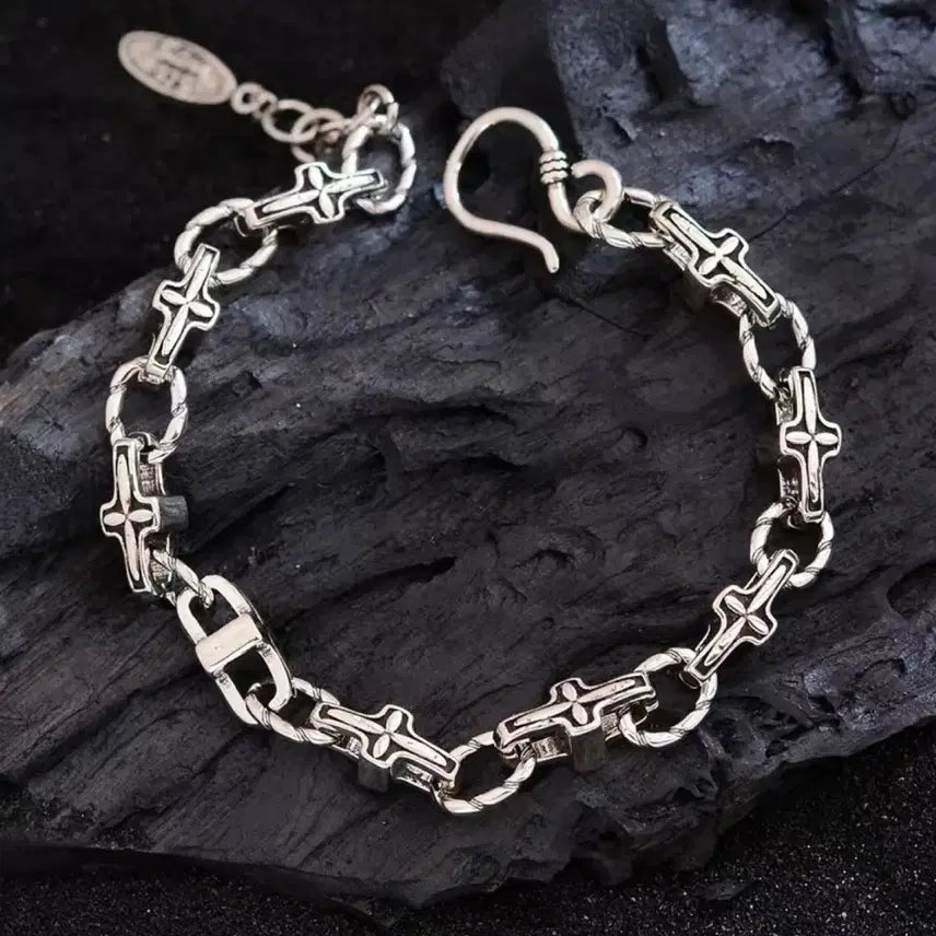 [BUNJANG] Vintage 925 Sterling Silver Cross Chain Bracelet / 빈티지 925 실버 크로스 체인 팔찌