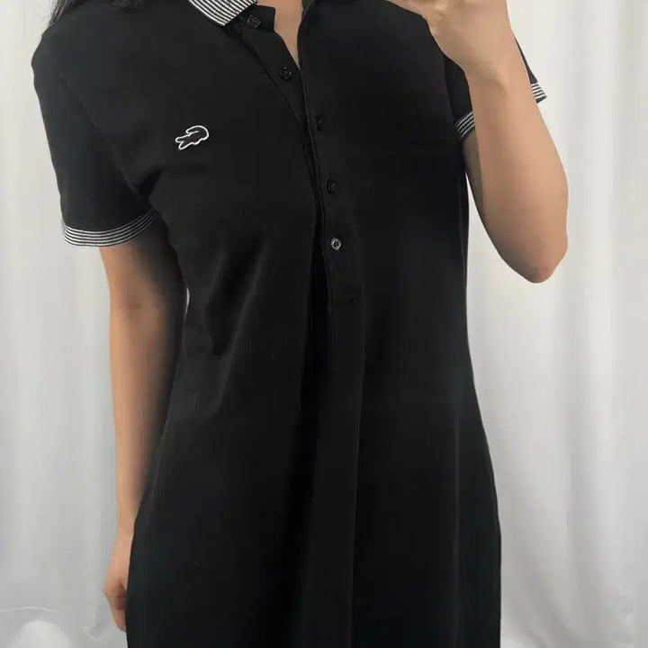 [BUNJANG] Lacoste Striped Collar Short Sleeve Dress / 라코스테 스트라이프 카라 반팔 원피스