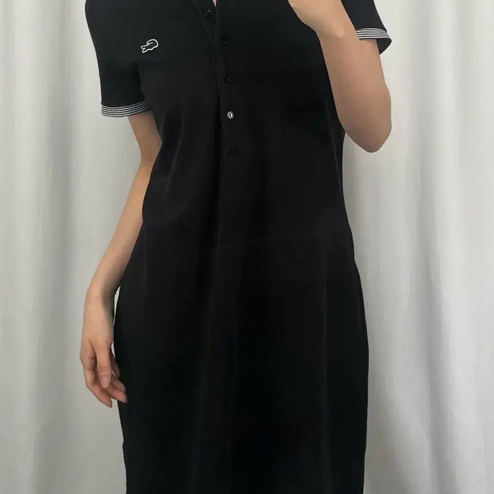 [BUNJANG] Lacoste Striped Collar Short Sleeve Dress / 라코스테 스트라이프 카라 반팔 원피스