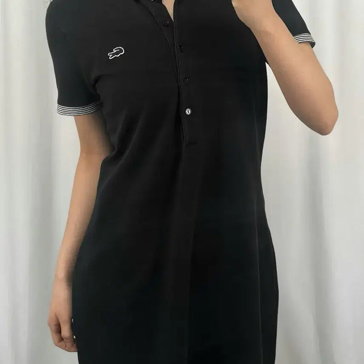 [BUNJANG] Lacoste Striped Collar Short Sleeve Dress / 라코스테 스트라이프 카라 반팔 원피스