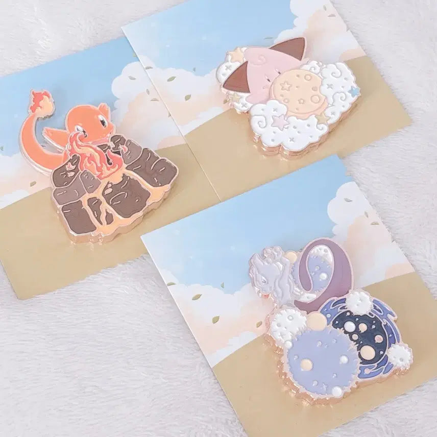 [BUNJANG] Pokemon Isaac Toast Collaboration Charmander, Clefairy, Mewtwo Badge Set / 포켓몬 이삭토스트 콜라보 파이리 삐 뮤츠 뱃지 세트
