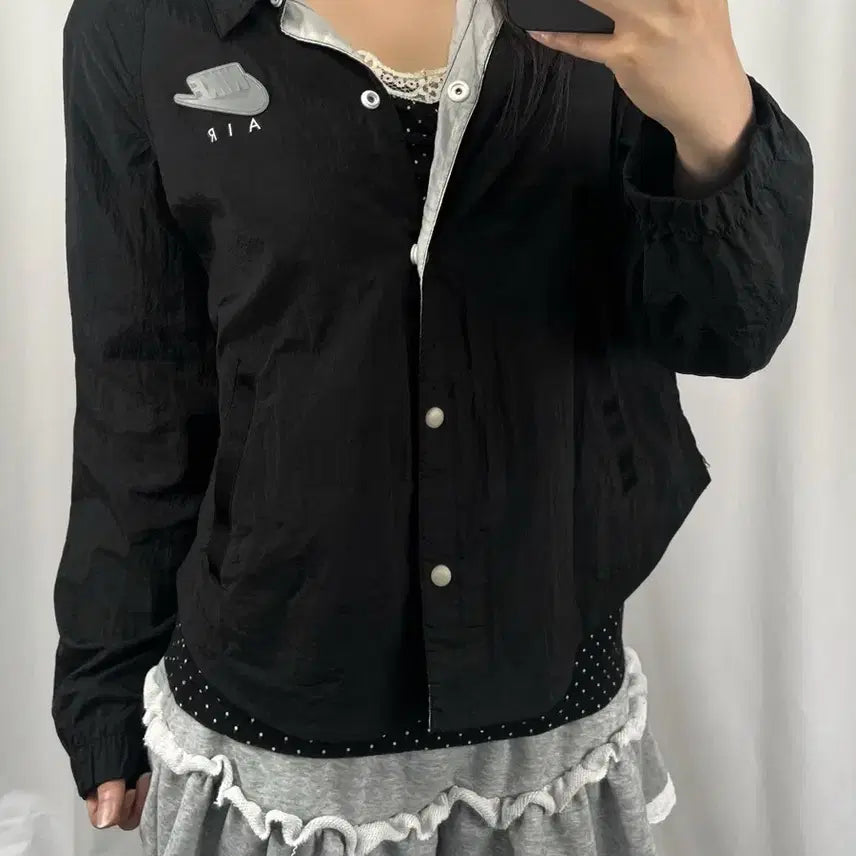 [BUNJANG] Nike Big Logo Cropped Windbreaker Jacket / 나이키 빅로고 크롭 바람막이 자켓
