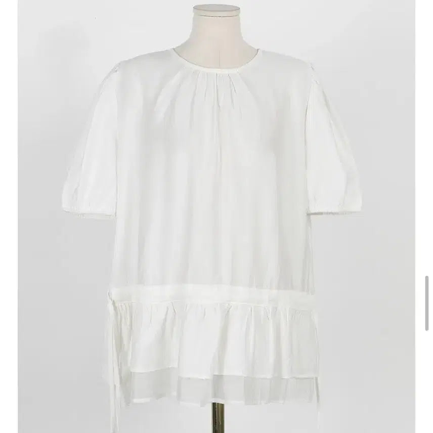 [BUNJANG] J Style Ivlet Lerop Layered String Shirring Blouse - Ivory, Size 2 / (새상품) 제이스타일 이블렛 레로프 레이어트 스트링 셔링 블라우스