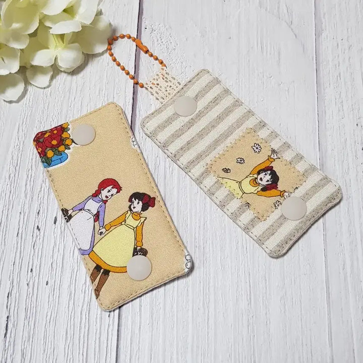 [BUNJANG] Handmade Anne of Green Gables Fabric Earphone Cable Winder Set (Beige) / {핸드메이드} 빨간머리앤 원단 이어폰줄감개 2개 세트 (베이지)