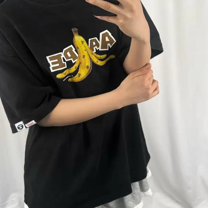 [BUNJANG] Aape Printing Black Short Sleeve T-Shirt / 에이프 프린팅 블랙 반팔
