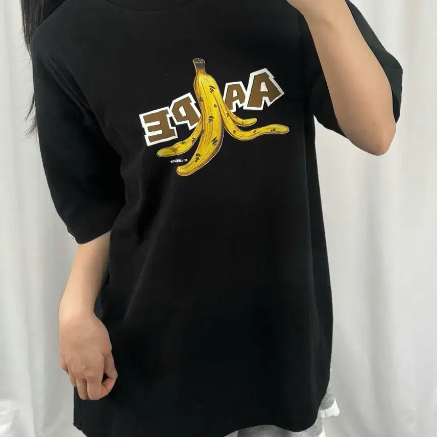 [BUNJANG] Aape Printing Black Short Sleeve T-Shirt / 에이프 프린팅 블랙 반팔