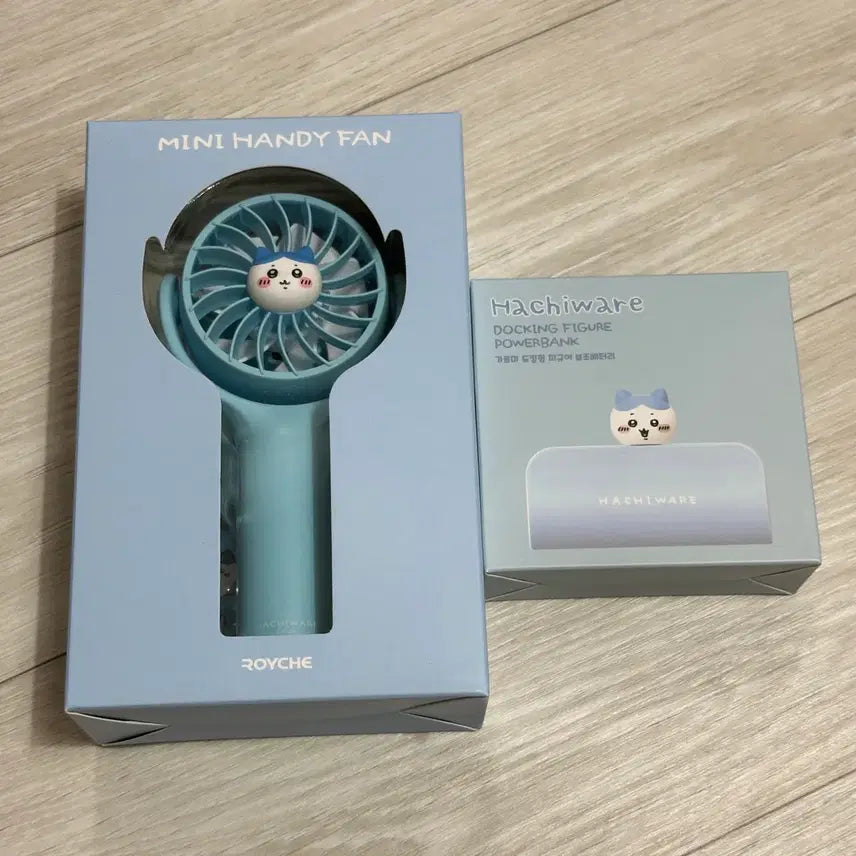 [BUNJANG] Chiikawa Hachiware Portable Charger &amp; Handheld Fan Bundle Set / 먼작귀 치이카와 하치와레 보조배터리 손풍기 공구 미사용 새상품 일괄 양도
