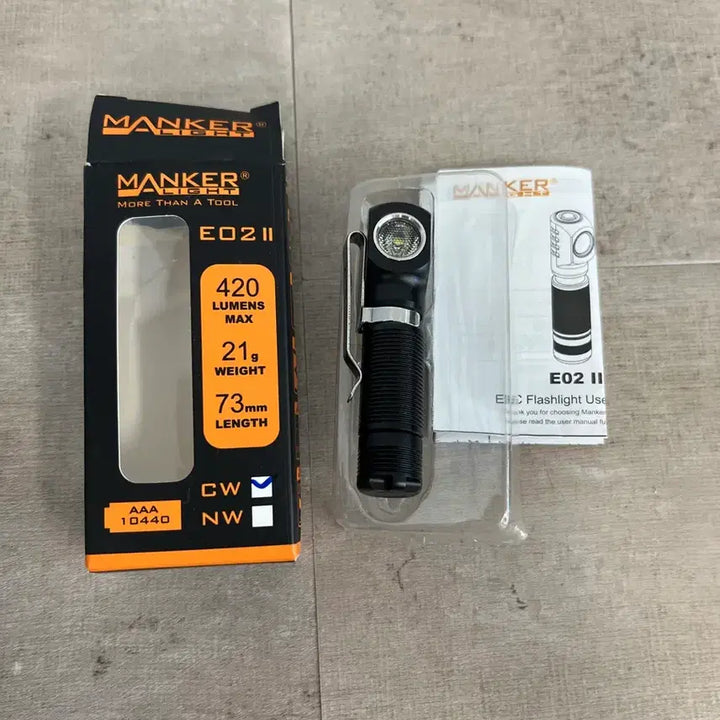 [BUNJANG] Manker E02 II Mini Right-Angle EDC Flashlight / Manker E02 II 미니 랜턴 직각형 EDC 후레쉬 (배터리 미포함