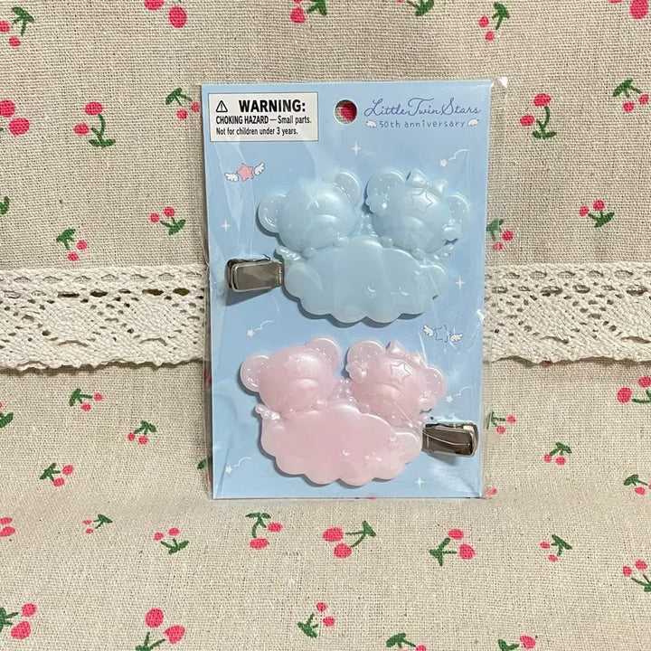 [BUNJANG] Little Twin Stars 50th Anniversary Starlight Angel Kiki Lala Hair Clip 2P / 리틀트윈스타 50주년기념 별빛엔젤 키키라라 헤어클립 2P