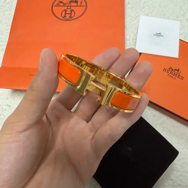 [BUNJANG] Hermes Collier de Chien Orange Bracelet / 에르메스 클릭아슈 오렌지 새상품급