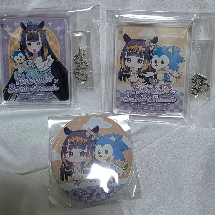 [BUNJANG] Hololive EN Sonii Collaboration Ina SD Acrylic Block &amp; Badge Set / [판매] 홀로라이브 EN 소닉 콜라보 이나 SD 아크릴 블럭, 뱃지