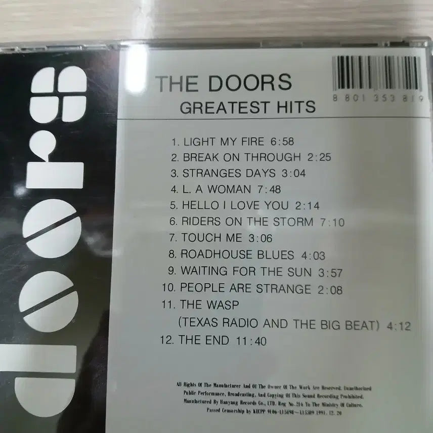 [BUNJANG] The Doors Greatest Hits CD Album / 도어즈 THE DOORS GREATEST HITS품절 cd  앨범