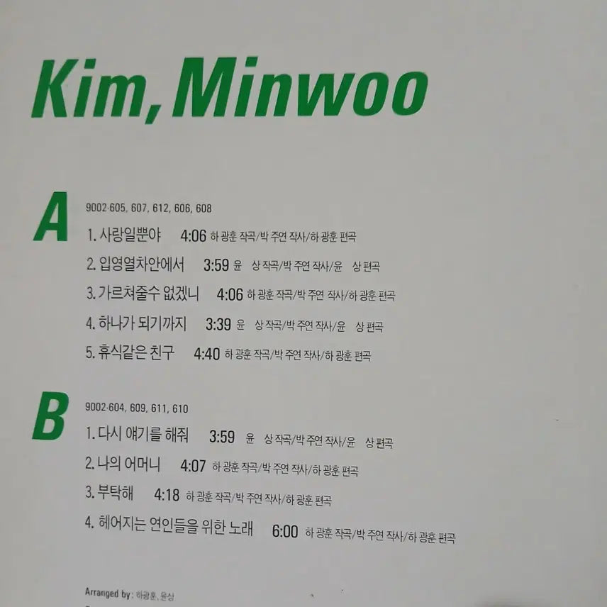 [BUNJANG] Kim Min Woo 1st Album - Sarangilppun-ya / Iryeomyeolcha-an-eseo Vinyl LP / Lp중고 김민우 1집 - 사랑일뿐야 입영열차안에서 음반 판매합니다.