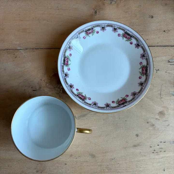 [BUNJANG] 1900s French Limoges Antique Cup and Saucer Set / 1900년 프랑스 앤틱 리모주 컵앤소서