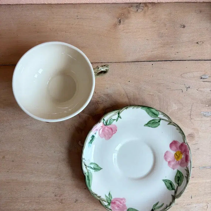 [BUNJANG] Franciscan Desert Rose Cup and Saucer Set / 1940년 미국 프란시스칸 데저트 로즈 사막의장미 컵앤소서