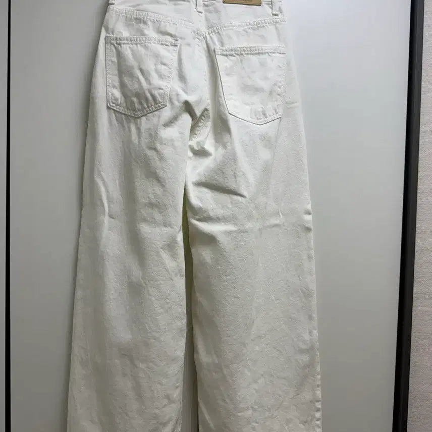 [BUNJANG] Slowmood Wide Pintuck Denim Pants Ivory S (Short Ver.) / 슬로우무드 와이드 핀턱 데님 팬츠 아이보리 s (숏버전)