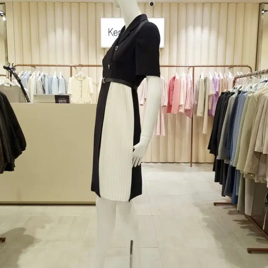 [BUNJANG] Kenneth Lady Colorblock Pleated Half Sleeve Dress Navy Size 55 / 케네스레이디 하프 배색 플리츠 원피스 네이비 55 여름 반팔 하객룩