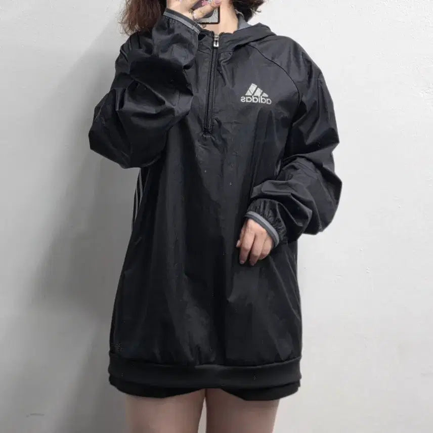 [BUNJANG] Adidas 3-Stripes Hooded Anorak Black Size 105 / [프립]105/아디다스 삼선 후드 아노락 블랙