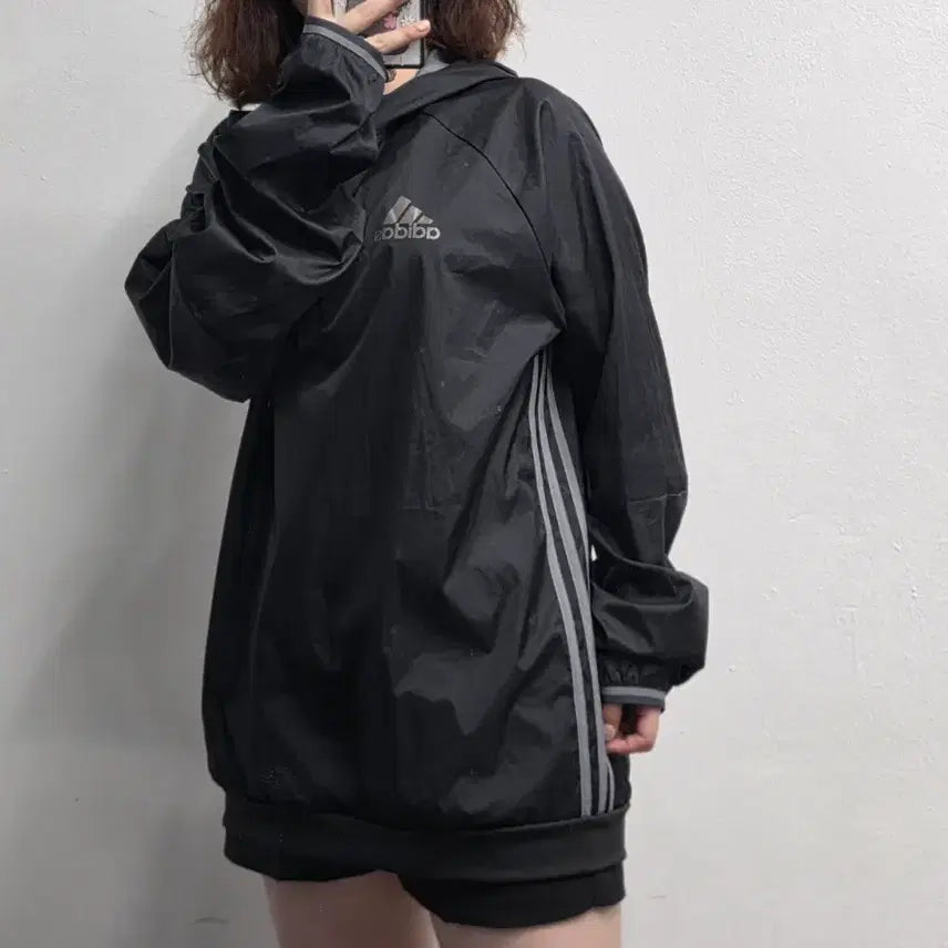 [BUNJANG] Adidas 3-Stripes Hooded Anorak Black Size 105 / [프립]105/아디다스 삼선 후드 아노락 블랙