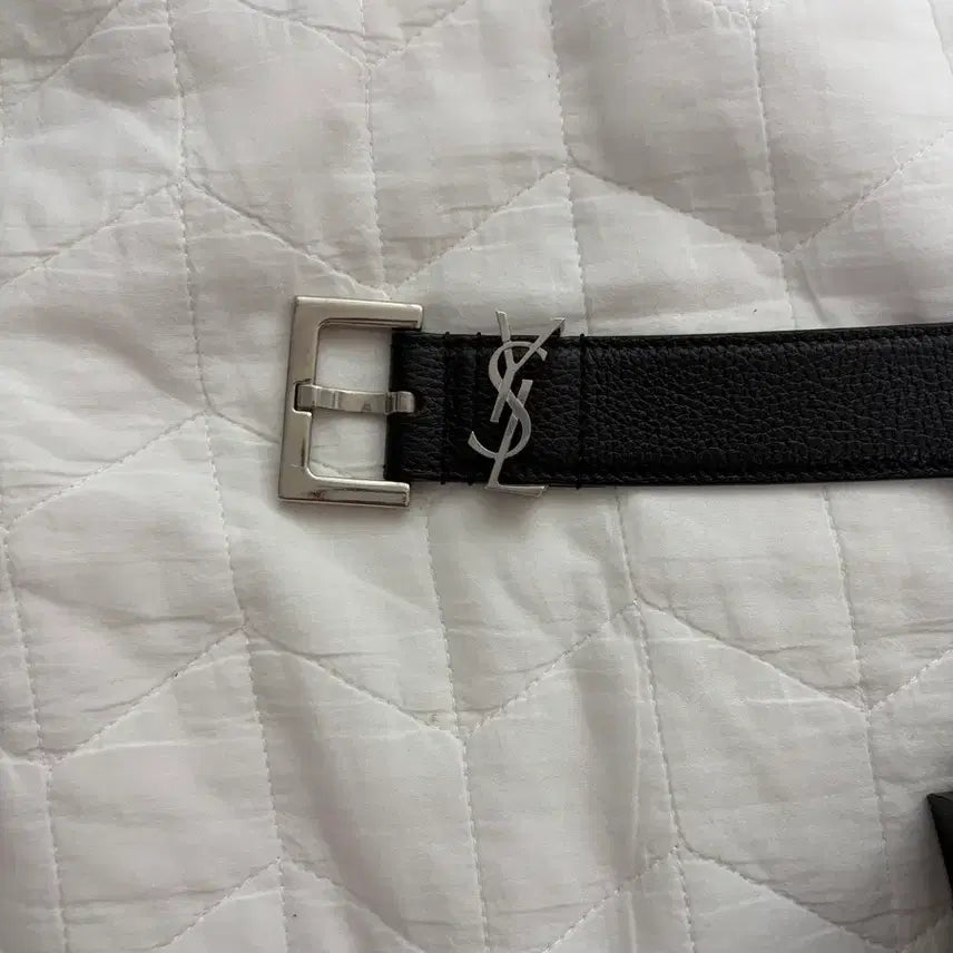 [BUNJANG] Saint Laurent Silver Buckle Leather Belt 85 / 생로랑 은장 레더벨트 85