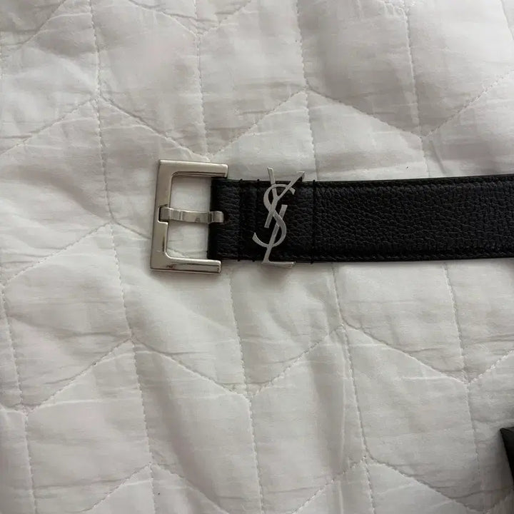 [BUNJANG] Saint Laurent Silver Buckle Leather Belt 85 / 생로랑 은장 레더벨트 85