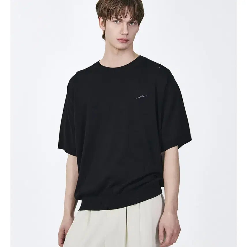 [BUNJANG] Ziozia Embroidery Knit Short Sleeve T-Shirt / [ 새제품]지오송지오 자수 엠브로이드 니트 반팔