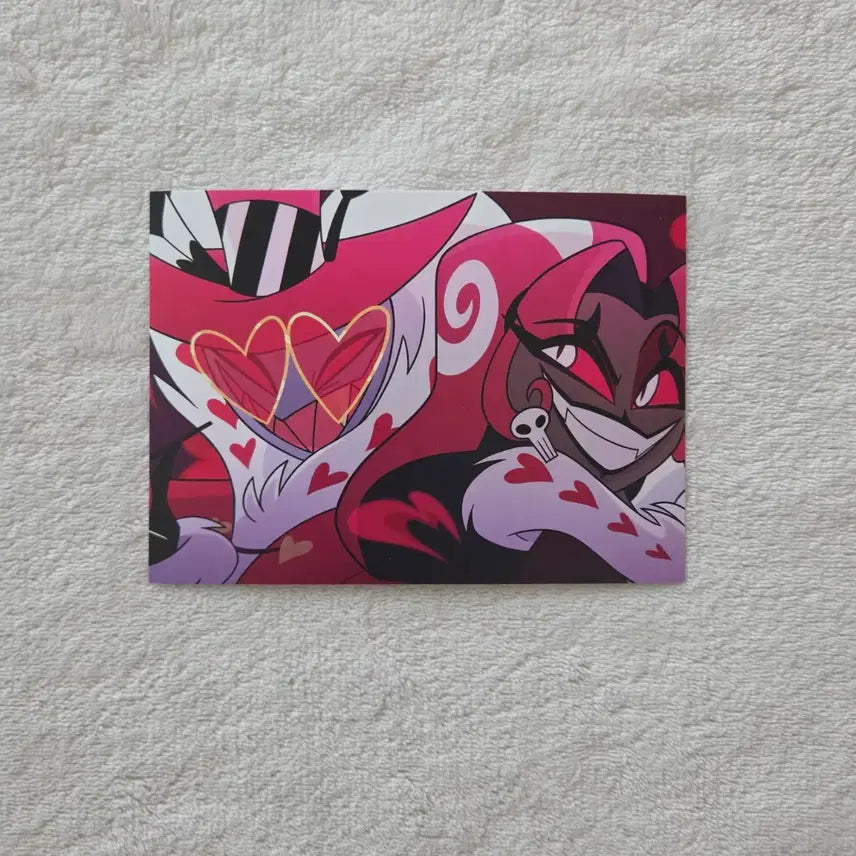 [BUNJANG] Hazbin Hotel Valentino Name Acrylic Keychain + Valentino Velvet Postcard Set / 해즈빈 호텔 발렌티노 네임 이름 아크릴 키링 + 발렌티노 벨벳 엽서