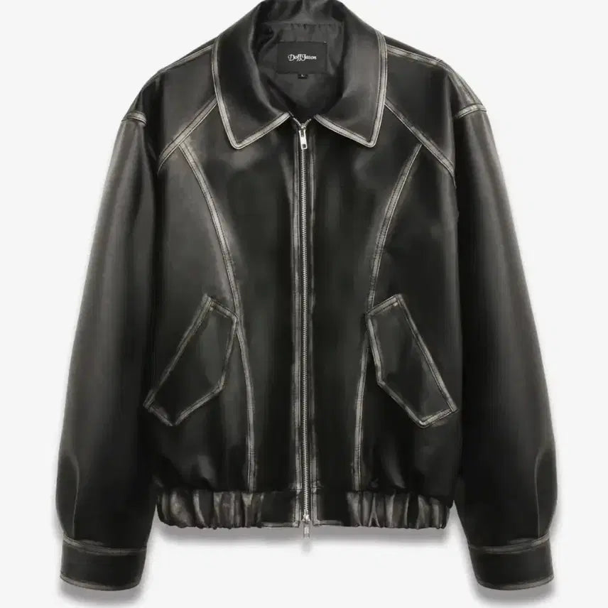 [BUNJANG] Dopejason Washed Leather Structured Bomber Leather Jacket L / 도프제이슨 워싱레더 스트럭처드 보머 가죽자켓 L