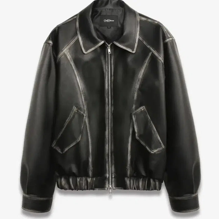 [BUNJANG] Dopejason Washed Leather Structured Bomber Leather Jacket L / 도프제이슨 워싱레더 스트럭처드 보머 가죽자켓 L