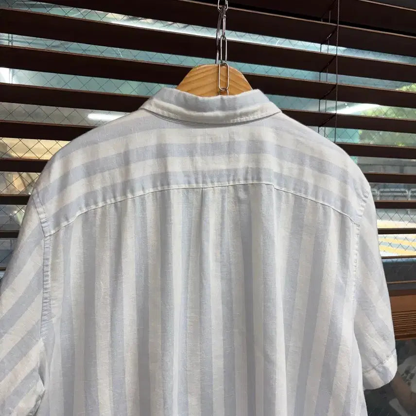 [BUNJANG] American Eagle Cotton Linen Stripe Short Sleeve Shirt XL / American Eagle 아메리칸 이글 코튼 린넨 스트라이프 반팔 셔츠