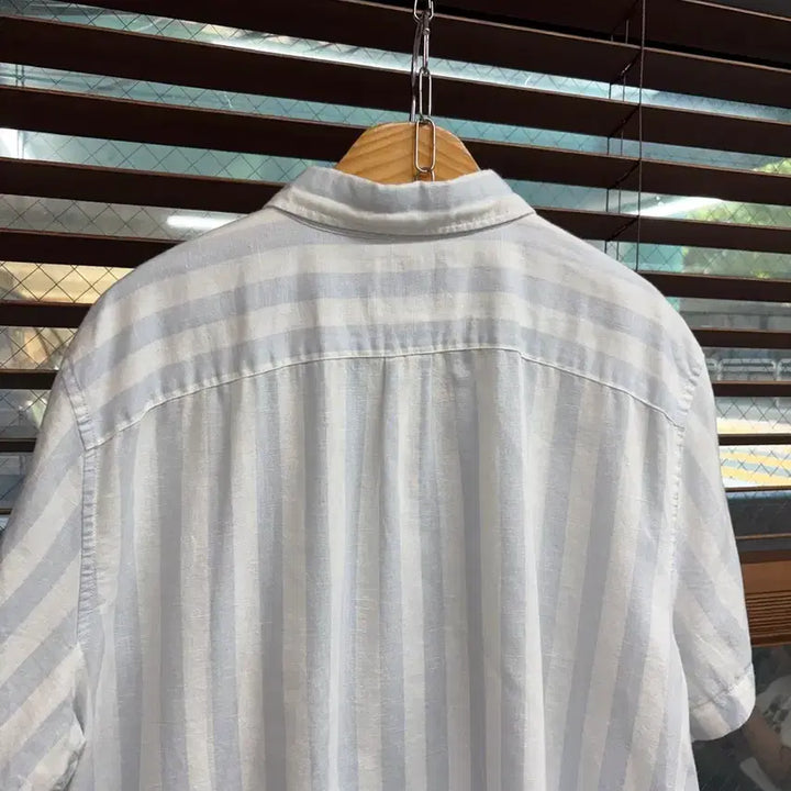 [BUNJANG] American Eagle Cotton Linen Stripe Short Sleeve Shirt XL / American Eagle 아메리칸 이글 코튼 린넨 스트라이프 반팔 셔츠