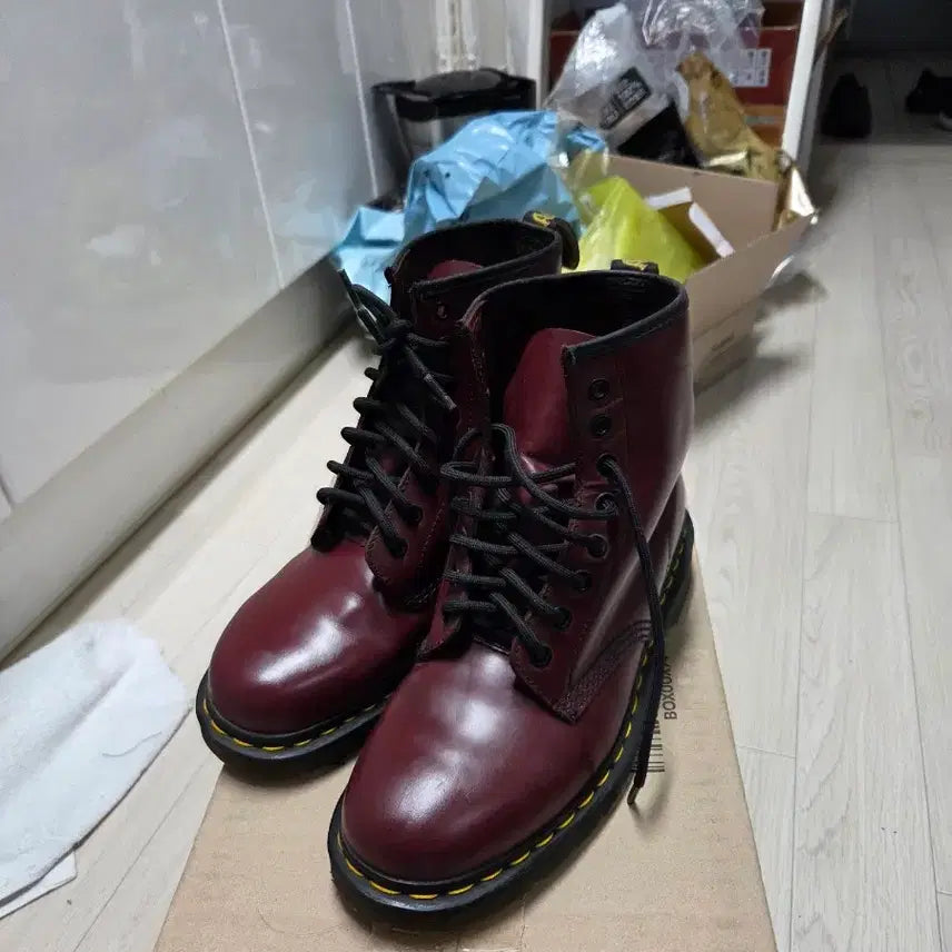[BUNJANG] Dr. Martens Cherry Red Leather Boots UK 7 / 닥터마틴 체리레드 uk7