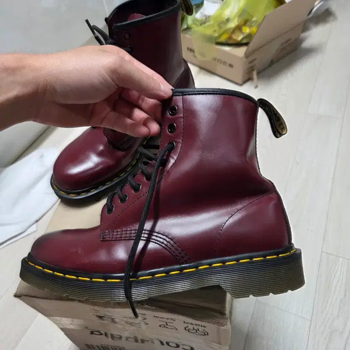 [BUNJANG] Dr. Martens Cherry Red Leather Boots UK 7 / 닥터마틴 체리레드 uk7