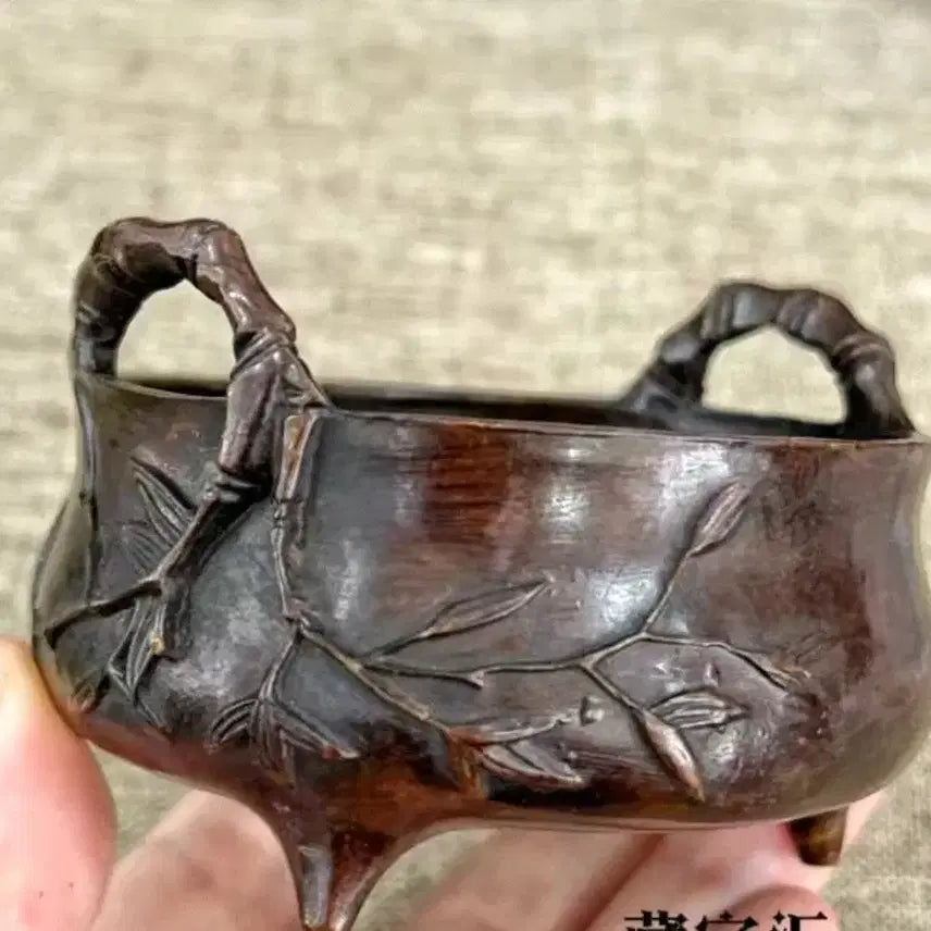 [BUNJANG] Rare Ming Dynasty Xuande Period Bronze Incense Burner with Tripod Base and Twin Handles / 희귀한 명나라 선덕시대 십육자 동향로, 작은 삼족 받침대와 쌍귀형