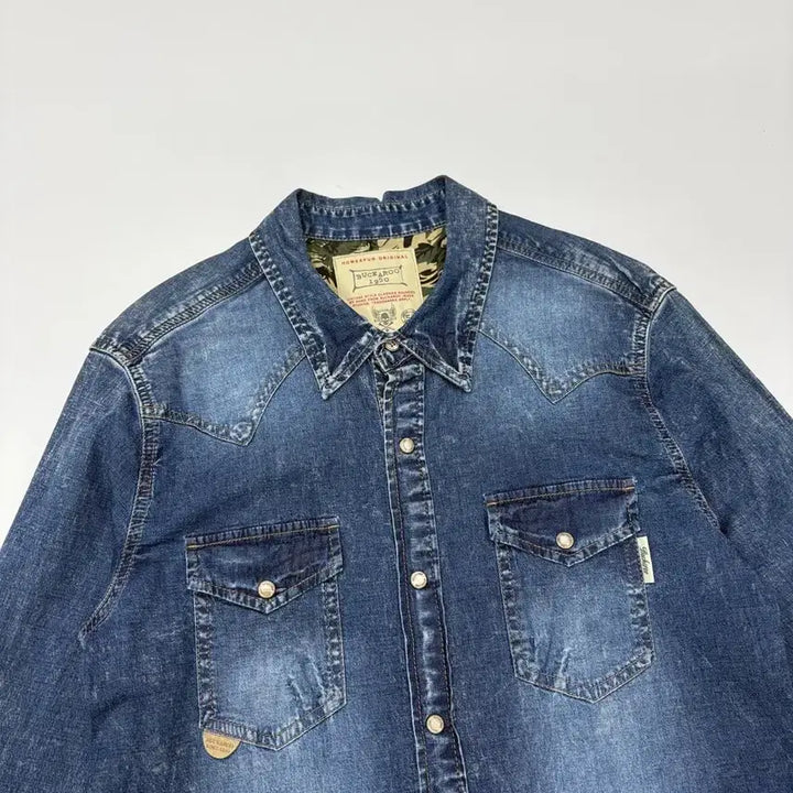 [BUNJANG] Buckaroo Vintage Washed Denim Western Shirt / Buckaroo 버커루 빈티지 워싱 데님 웨스턴 셔츠