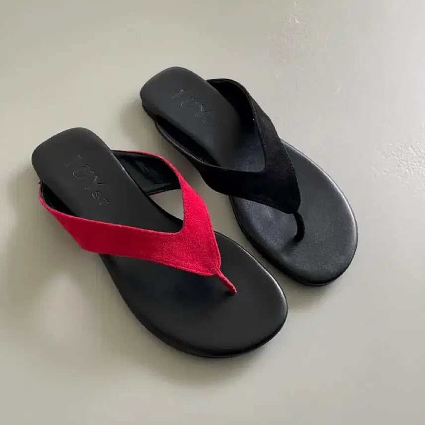 [BUNJANG] Black Suede Cushion Slides - 230 / [새상품] 블랙 스웨이드 쿠션 쪼리 230