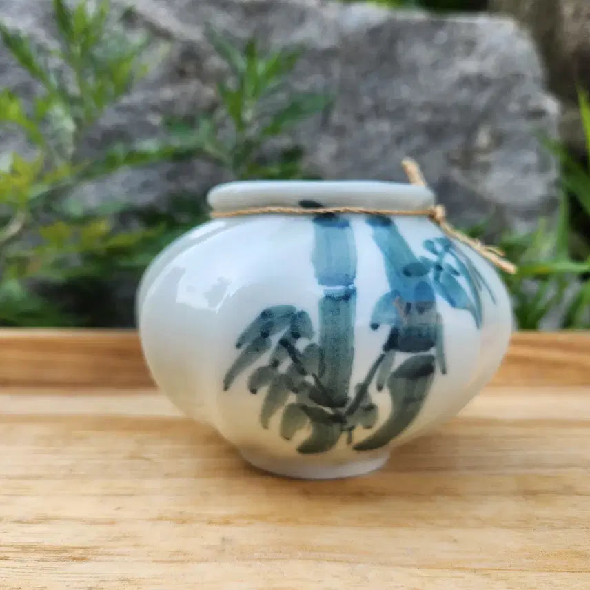 [BUNJANG] Baekja Cheonghwa Jukmun Tea Jar / 백자청화  죽문차호